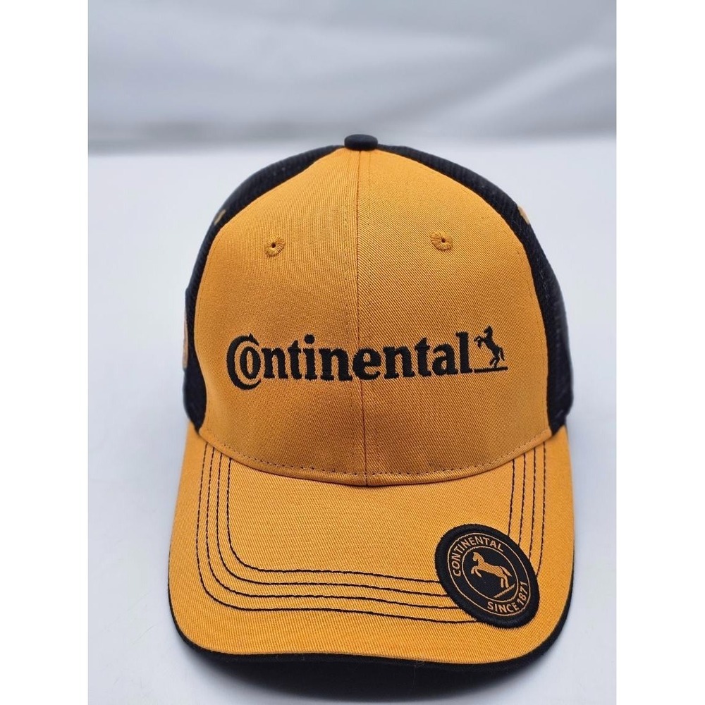 Continental Tire Trucker Cap Hat Embroidered Logo Yellow/Black OSFA Adjustable - Picture 6 of 9